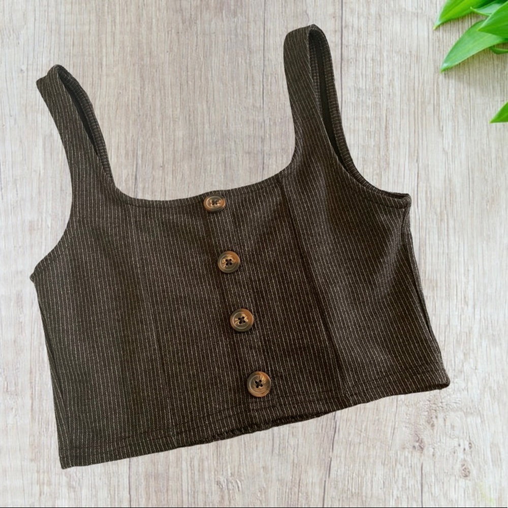 Streetwear Society Button Crop Top